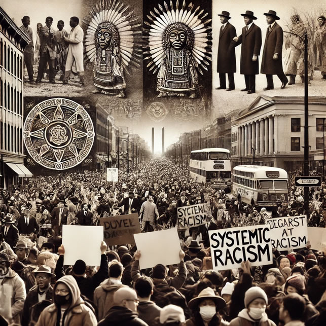 I Am Hub, Systemic Racism, Visual: Historical photo highlighting systemic oppression. Impactful stills from the documentary depicting pivotal moments of civil rights movements and contemporary protests.
